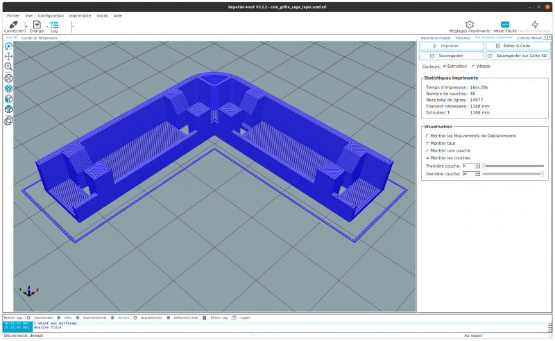 Le modèle 3D STL dans Repetier-Host