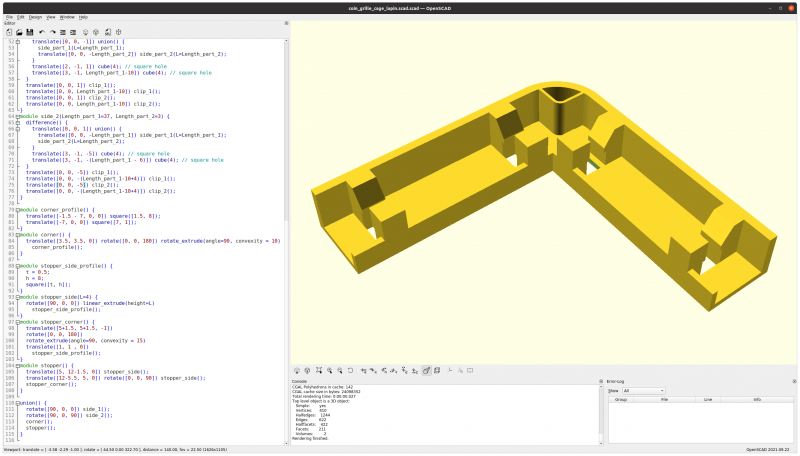 Le modèle 3D dans OpenSCAD